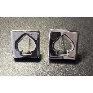 Silver Hole Punch Ace Stud Earrings